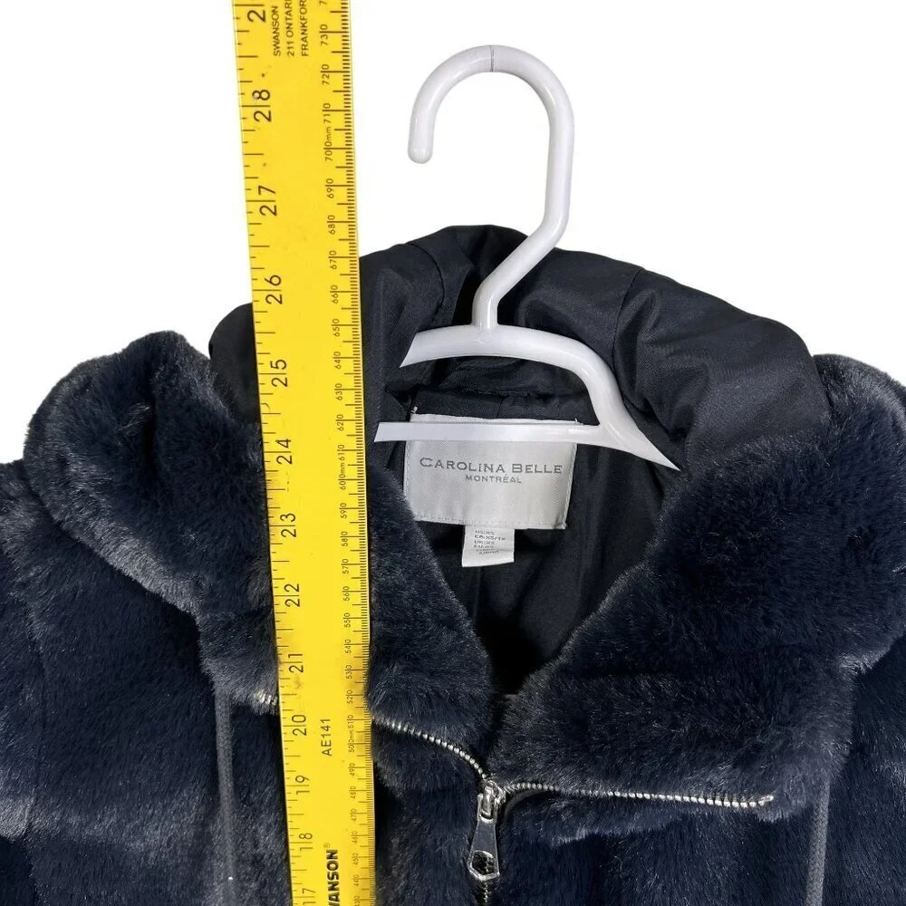 Carolina Belle Montreal Womens XS Black Plush Faux Fur Hooded Teddy Bear Jacket - Picture 8 of 13